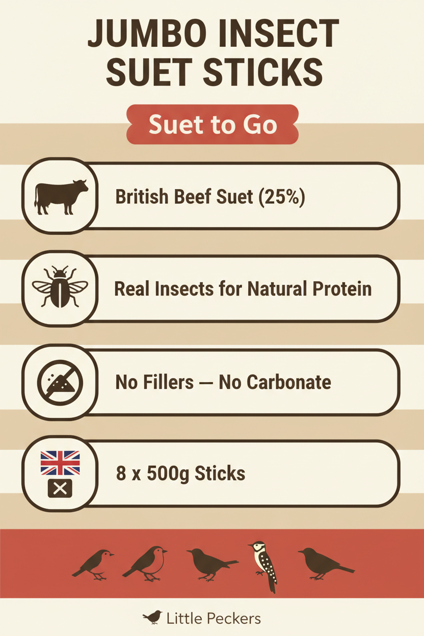 Suet to Go Jumbo Insect Suet Sticks Infographic