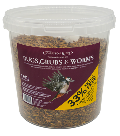 Johnston & Jeff Dried Bugs, Grubs & Worms 1.6kg TUB