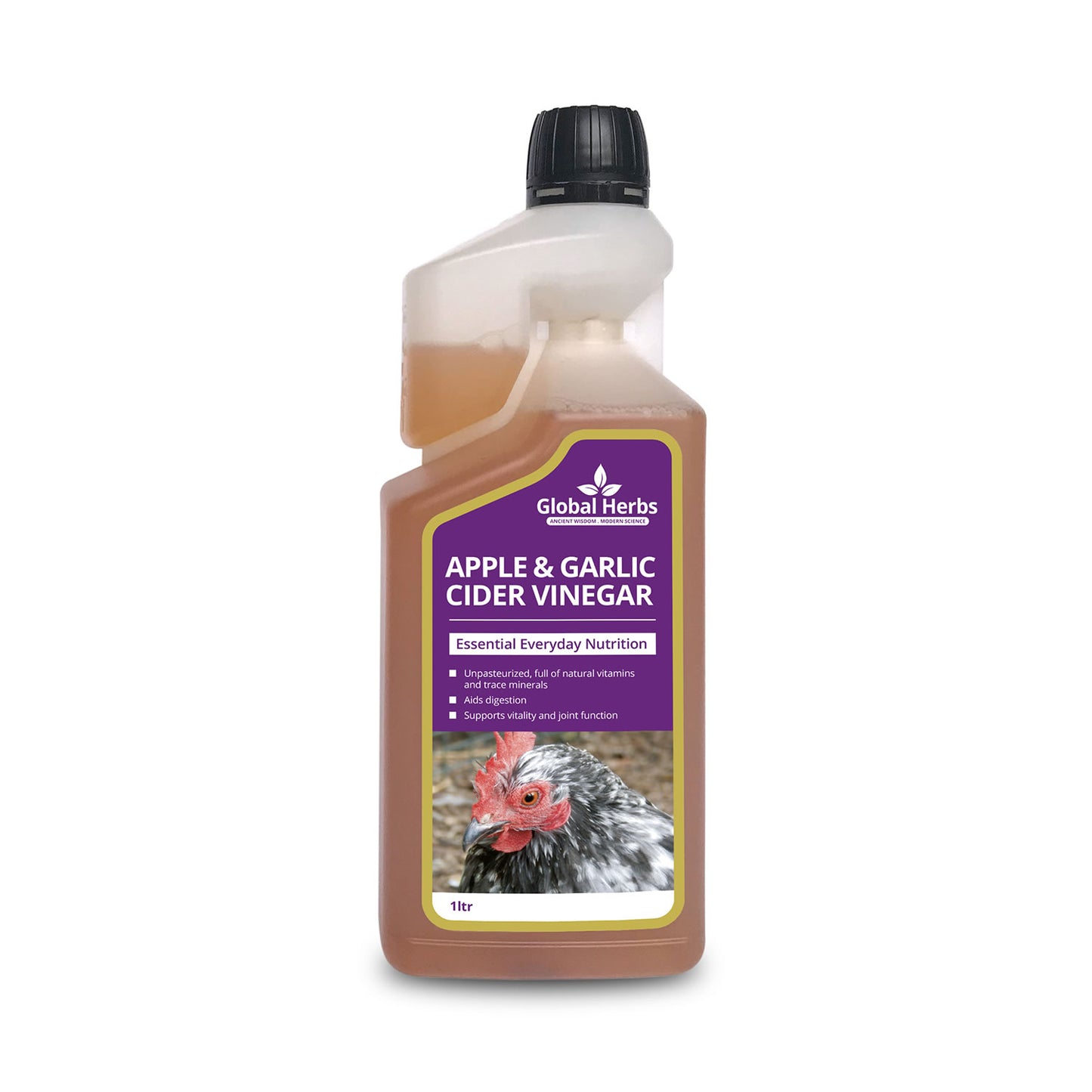 Global Herbs Poultry Apple & Garlic Cider Vinegar 1 Litre