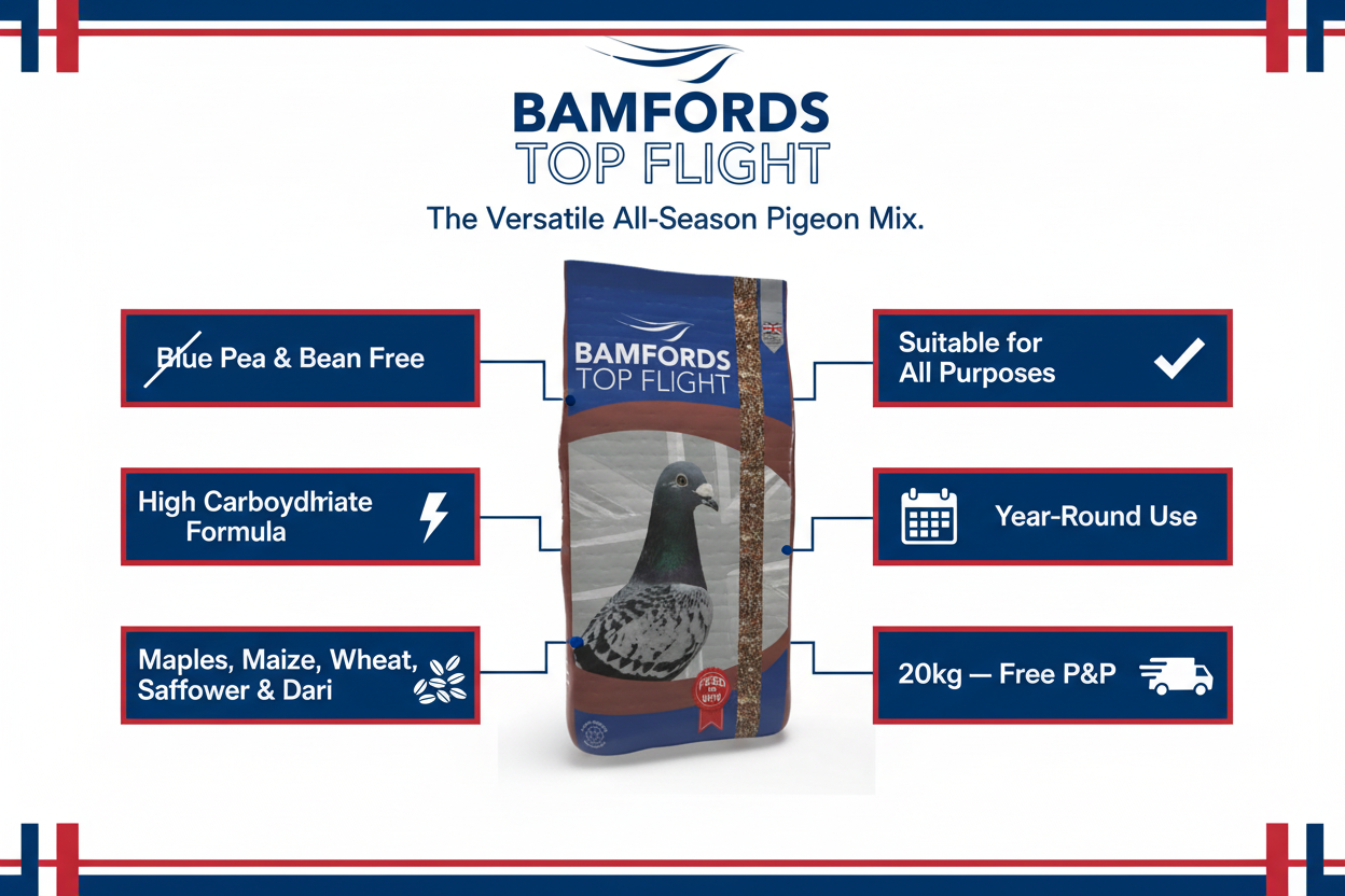 Bamfords Top Flight All Rounder Pigeon Food Infographic
