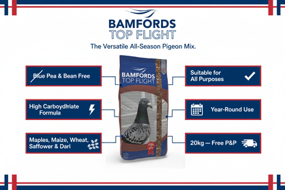 Bamfords Top Flight All Rounder Pigeon Food Infographic
