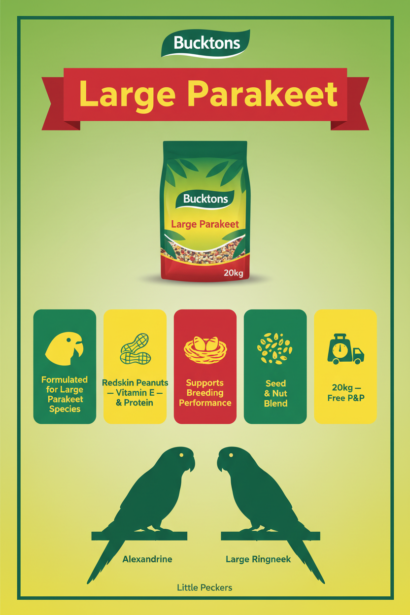 Bucktons Large Parakeet Infographic
