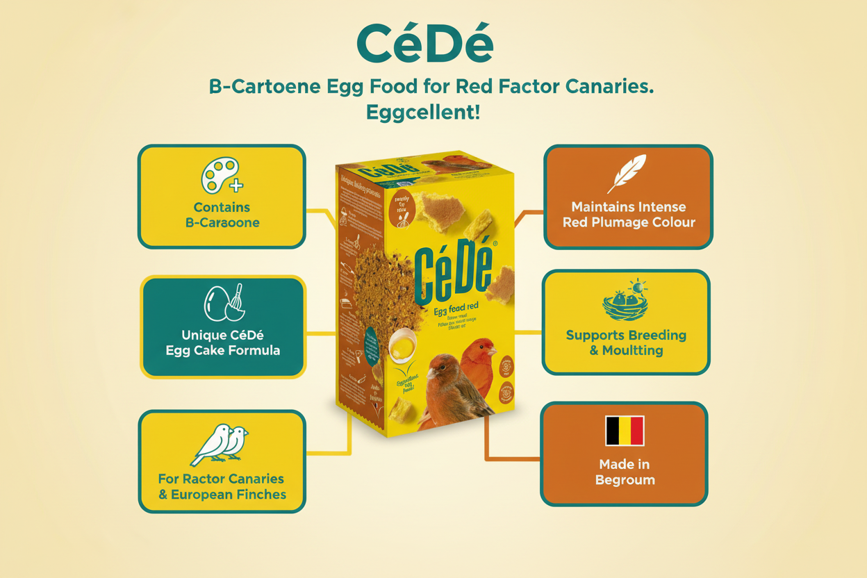CéDé Canary Rearing Food Red Factor Infographic