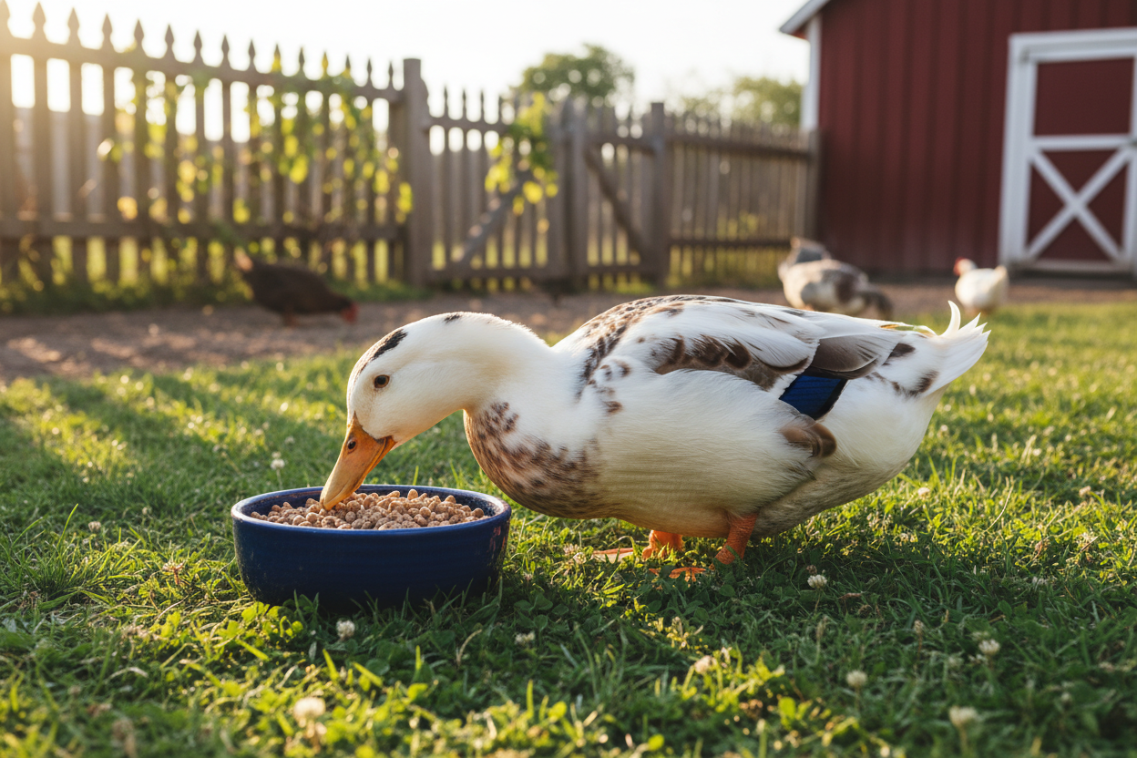 Duck eating pellets