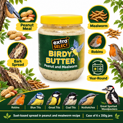 Extra Select Birdy Butter Peanut and Mealworm Infographic