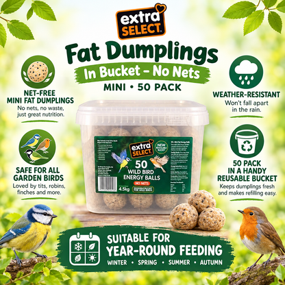 Extra Select Fat Dumplings Mini No Nets 50 Pack infographic