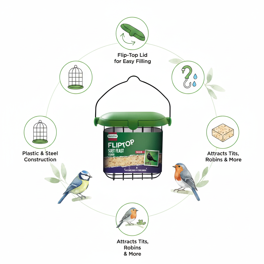 Gardman Flip Top Suet Feeder Infographic