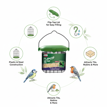Gardman Flip Top Suet Feeder Infographic