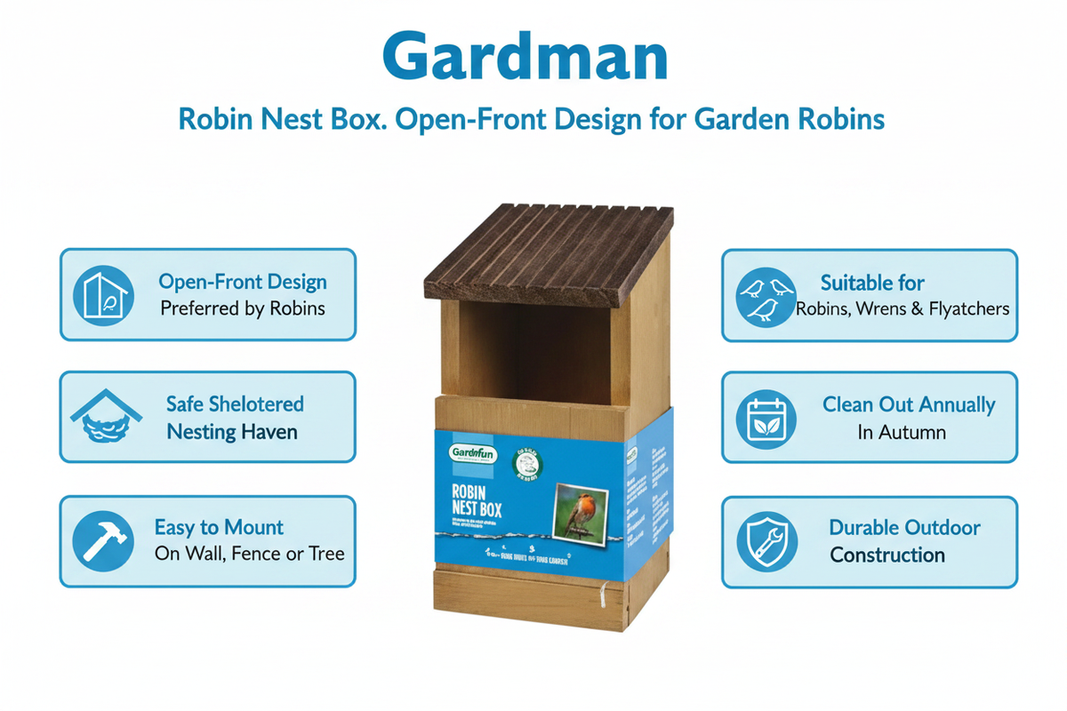 Gardman Robin Nest Box Infographic