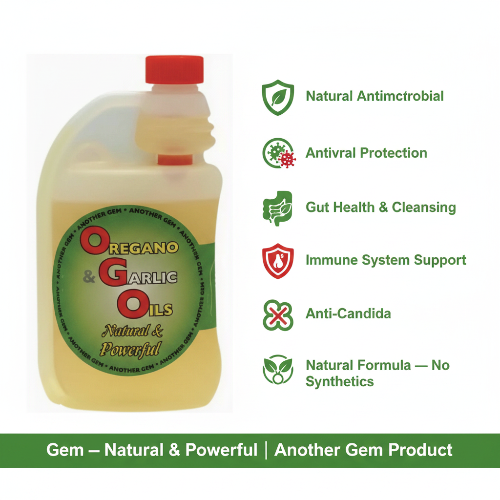 Gem Oregano & Garlic Oils 500ml Infographic
