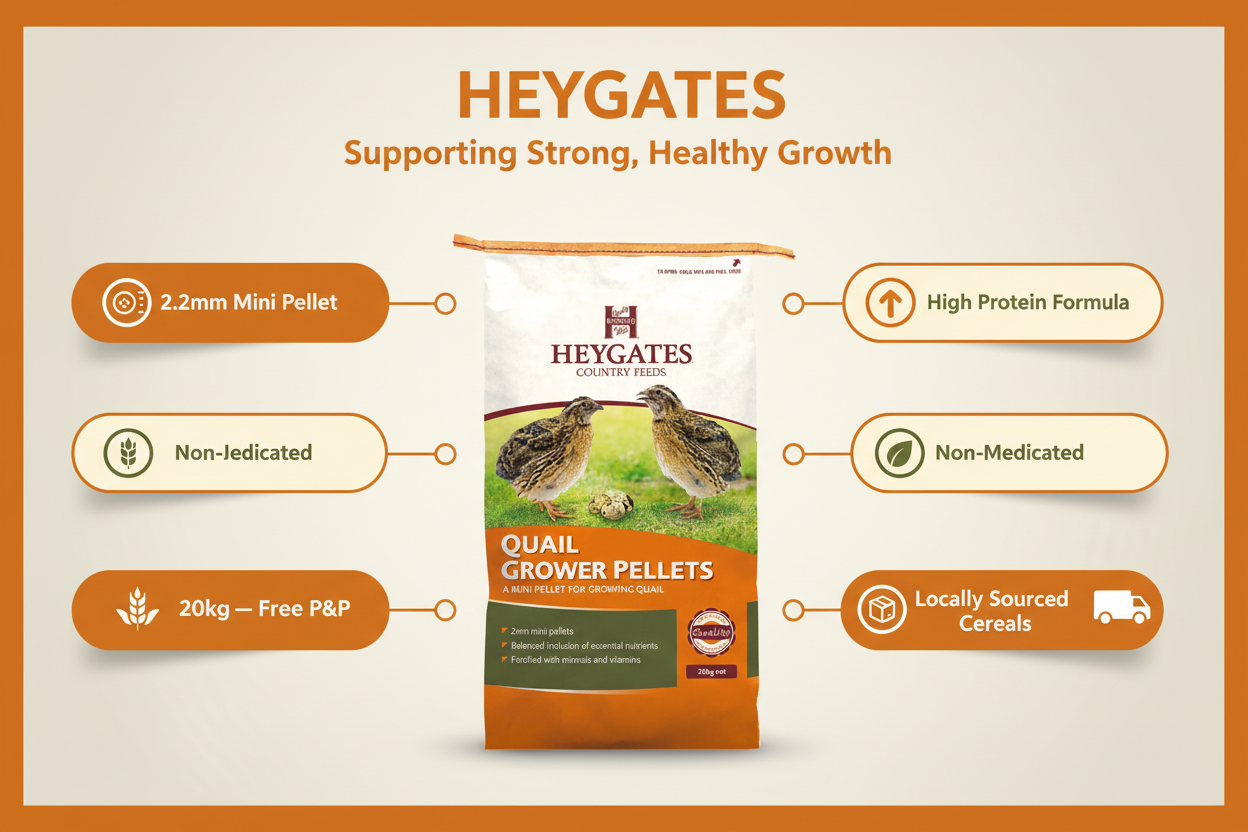 Heygates Quail Grower Pellets Infographic
