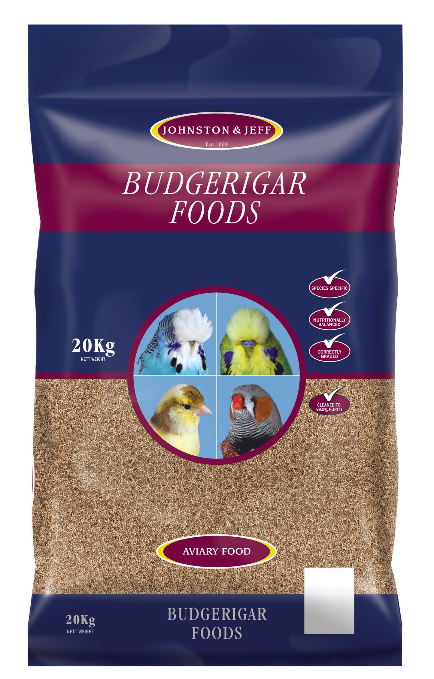 Johnston & Jeff Budgie Utility 20kg - FREE P&P