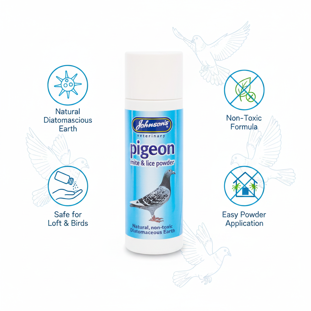 Johnson's Pigeon Mite & Lice Powder Infographic