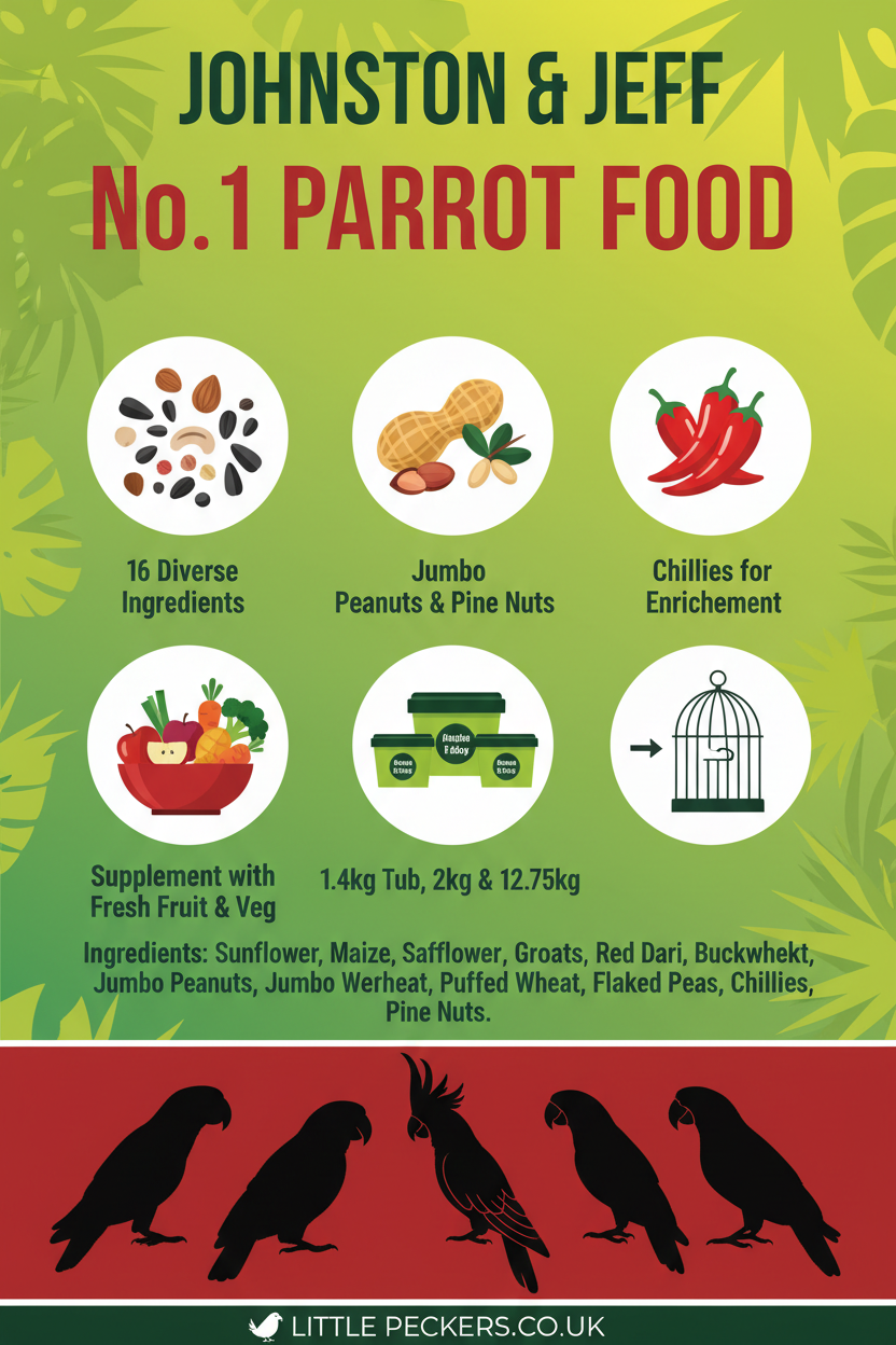 Johnston & Jeff No.1 Parrot Food Infographic