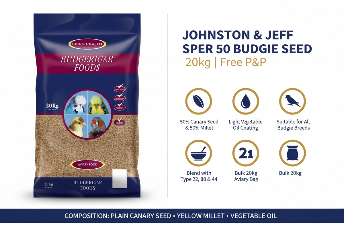 Johnston & Jeff Super 50 Budgie Seed Infographic