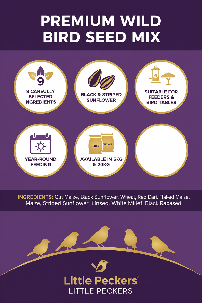 Little Peckers Premium Wild Bird Seed Mix Infographic
