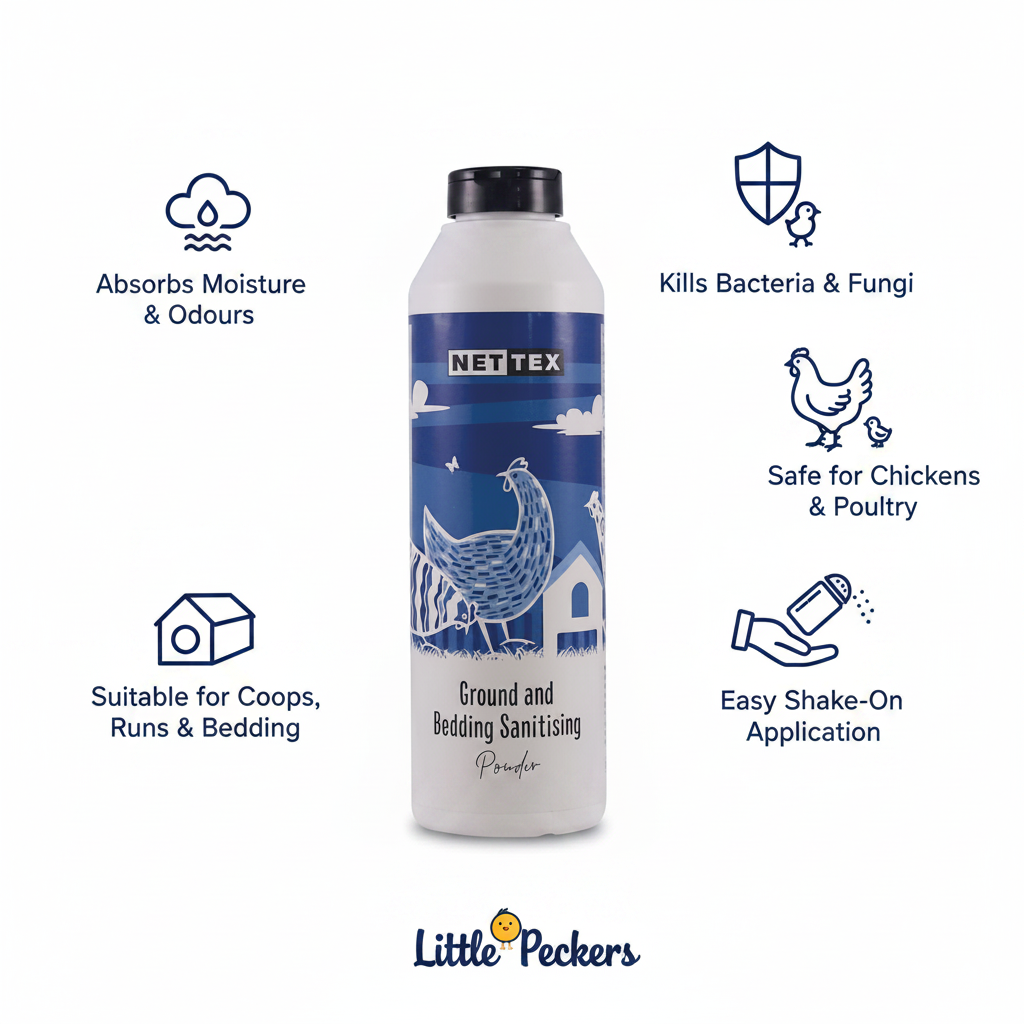 Nettex Ground & Bedding Sanitising Powder Infographic