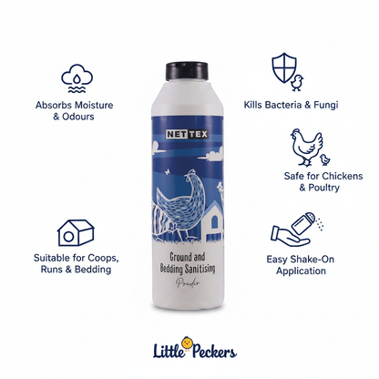Nettex Ground & Bedding Sanitising Powder Infographic