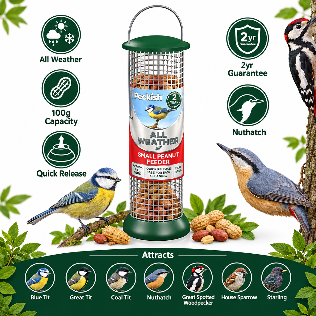 Peckish All Weather Small Peanut Feeder Infographic