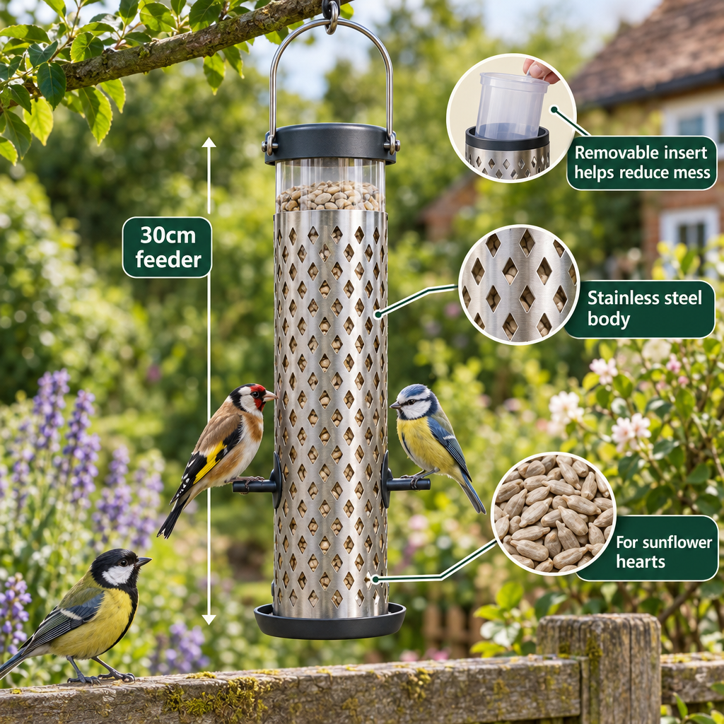 Peckish All Weather Sunflower Heart Feeder infographic