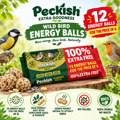 Peckish Extra Goodness Wild Bird Energy Balls 12 for Price of 6 infographic