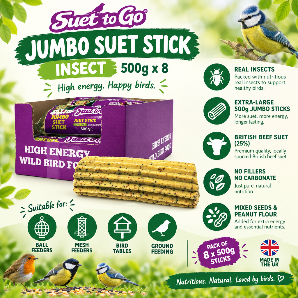 Suet to Go Jumbo Insect Suet Sticks infographic