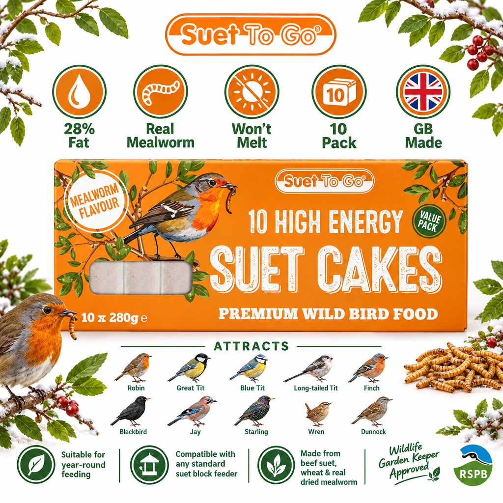 Suet To Go Mealworm Suet Blocks 280g Pack of 10 Infographic