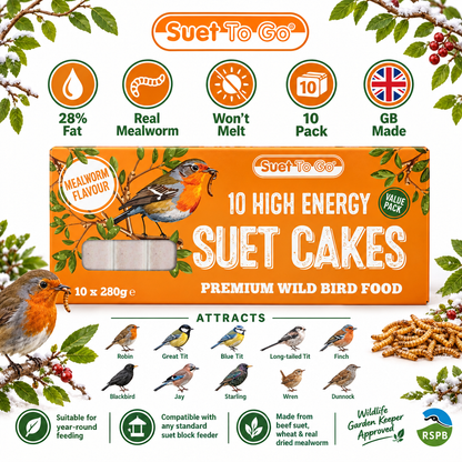 Suet To Go Mealworm Suet Blocks 280g Pack of 10 Infographic