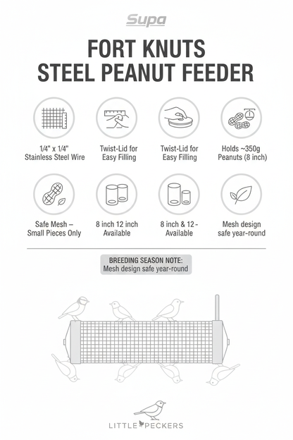 Supa Fort Knuts Stainless Steel Peanut Feeder Infographic