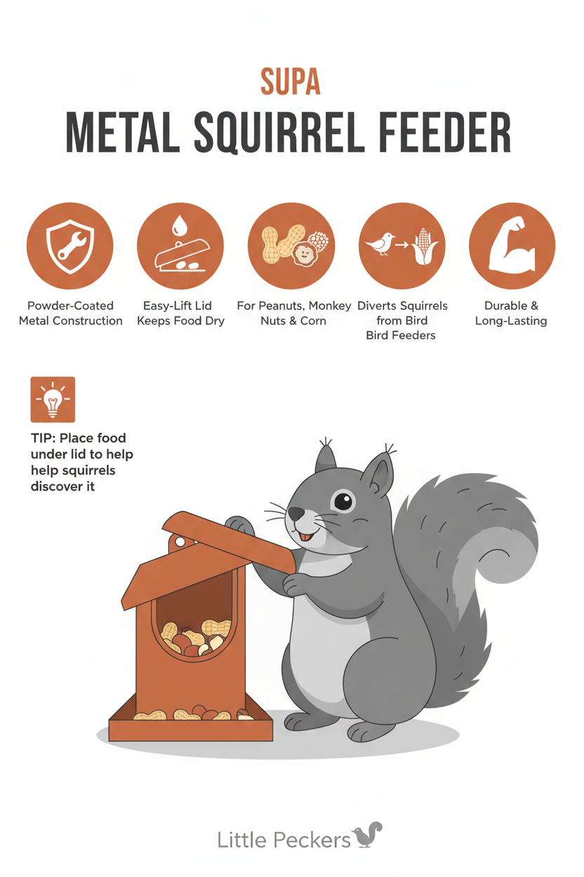 Supa Metal Squirrel Feeder Infographic