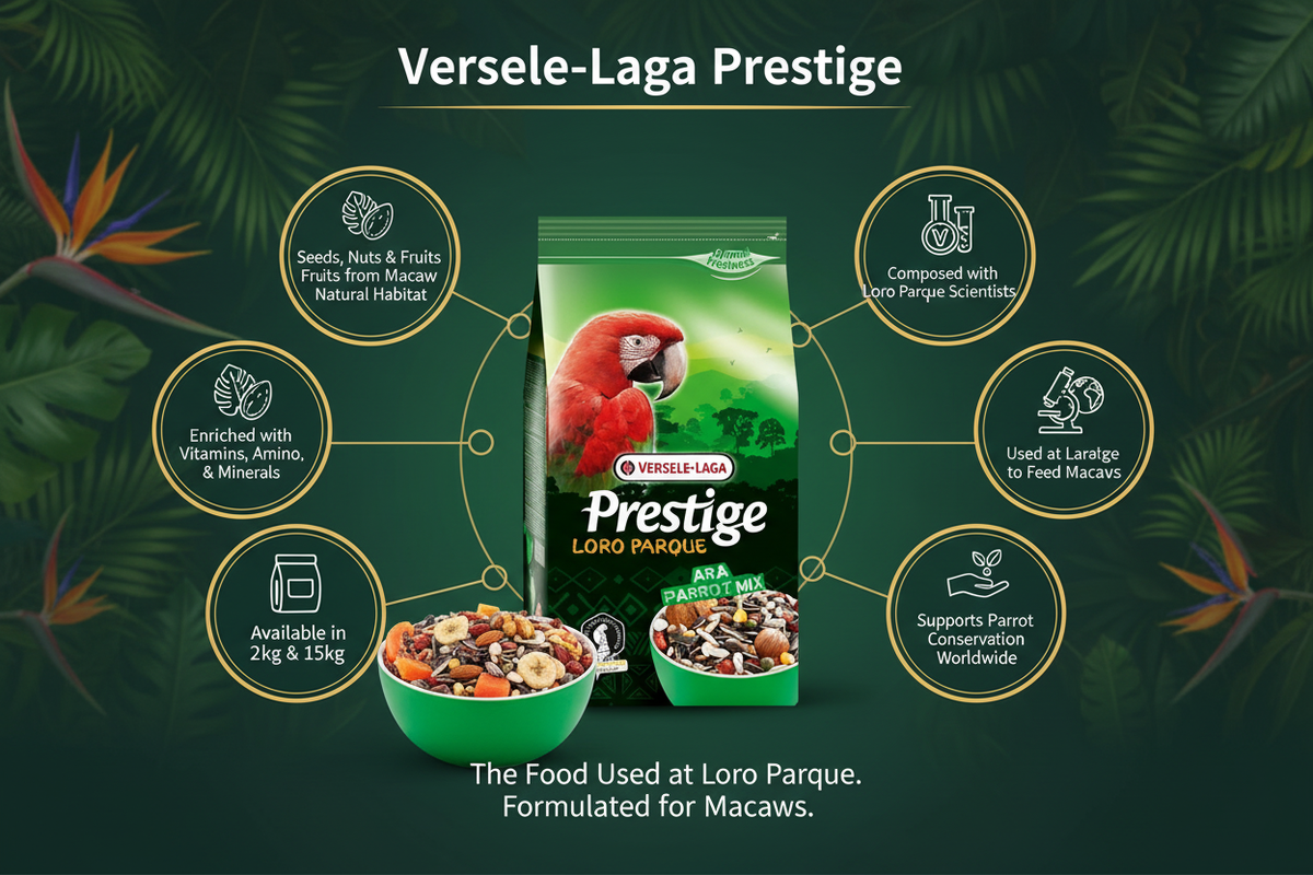 Versele-Laga Prestige Ara Parrot Loro Parque Infographic