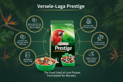 Versele-Laga Prestige Ara Parrot Loro Parque Infographic